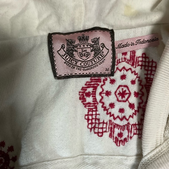 Vintage Juicy Couture Ivory Zip-Up with Red Floral Design Vest - Picture 3 of 7